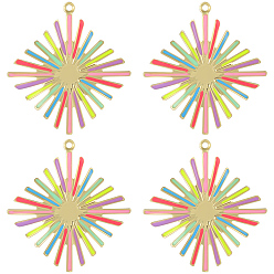 Разноцветный 8 шт. настоящие 18k позолоченные подвески из экологически чистой латуни с эмалью, долговечный, без свинца, без кадмии и без никеля, ромбовидный шарм, красочный, 31x29x1 мм, отверстие : 1.2 мм