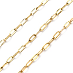 Настоящее золото 18K 304 кабельные цепи из нержавеющей стали, ионное покрытие (ip), пайки, с катушкой, реальный 18 k позолоченный, 6.5x2.5x0.5 мм