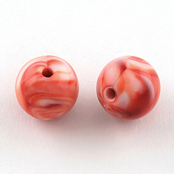 Red Opaque Acrylic Beads, Round, Red, 10mm, Hole: 2mm, about 950pcs/500g