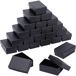 Черный Картонные коробки ювелирных изделий, с губкой внутри прокладки, прямоугольные, для юбилеев, свадьбы, Дни рождения, чёрные, 8x5x3 см