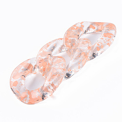 Light Salmon Transparent Acrylic Linking Rings, Quick Link Connectors, for Curb Chains Making, Twist Oval, Light Salmon, 39x29x7.5mm, Inner Diameter: 12x22mm