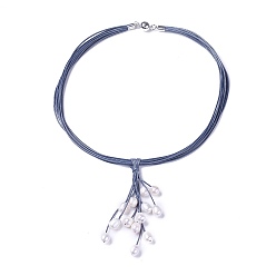 Серый Ожерелья из вощеного шнура, с жемчужными и латунными магнитными застежками, серые, 19.3 дюйм ~ 19.7 дюйм (49~50 см)