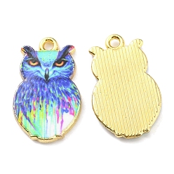 Королевский синий Печатные подвески сплава, золотые, сова, королевский синий, 23x14x2 мм, отверстие : 1.6 мм