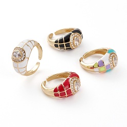 (52) Непрозрачная лаванда Латунные кольца из манжеты с прозрачным цирконием, с эмалью, долговечный, овальные, золотые, разноцветные, размер США 6 (16.5 мм)