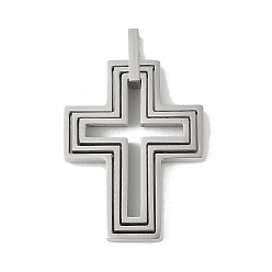 Нержавеющая Сталь Цвет 304 подвески из нержавеющей стали, анти-тускнение, крест очарование, цвет нержавеющей стали, 37x24x3.5 мм, отверстие : 2x4.5 мм
