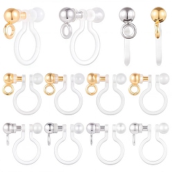 Золотой & Серебряный 20 шт. 2 цвета 304 компонент клипсы из нержавеющей стали, с петлями, золотой и серебряный, 11x11x3 мм, отверстие : 1.6 мм, 20 шт / цвет