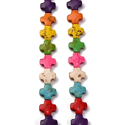 (52) Непрозрачная лаванда Синтетических нитей бирюзовые бусы, окрашенные, перекрестной, разноцветные, 15x15x4 мм, отверстие : 1 мм, около 27 шт / нитка, 15.75 дюйм (40 см)