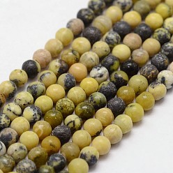 Yellow Turquoise(Jasper) Natural Yellow Turquoise(Jasper) Beads Strands, Round, 3mm, Hole: 0.5mm, about 125pcs/strand