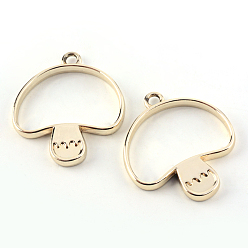 Золотой Стойки из пластика с открытыми задними подвесками, для diy уф смолы, эпоксидная смола, Прессованные цветочные украшения, гриб, без кадмия, без никеля и без свинца, золотые, 34x30x3.5 мм, отверстие : 3 мм