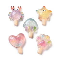 (52) Непрозрачная лаванда Прозрачные смолы кабошоны, разнообразные, с блеском порошок, разноцветные, 24~25x18~20x7~9 мм