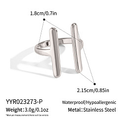 Stainless Steel Color 304 Stainless Steel Cuff Open Rings for Women, Stainless Steel Color, 21.5mm, Inner Diameter: 18mm