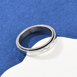 Нержавеющая Сталь Цвет 304 вращающиеся кольца для пальцев из нержавеющей стали с эмалевым покрытием, Кольцо-спиннер для успокоения беспокойства, медитации, цвет нержавеющей стали, 4 мм, размер США 7 1/4 (17.5 мм)