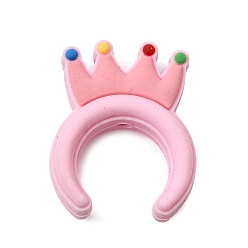 Crown Silikonperlen, Fokalperlen, Stirnband mit Ohr, rosa, Krone, 29x23x9 mm, Bohrung: 2 mm