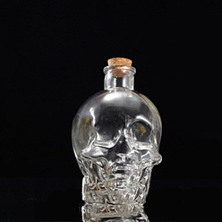 Skull Glass Wishing Bottles, Bead Containers, Home Decorations, Skull, 9x13cm