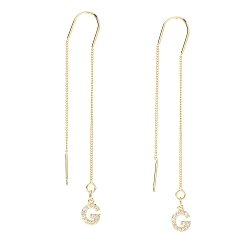 Letter G Brass Micro Pave Clear Cubic Zirconia Ear Threads, Stud Earrings, Letter.G, 71mm, Letter G: 9x6x1.5mm, Pin: 0.5mm