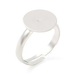 Посеребрённый Регулируемая латунные настройки площадку кольцо, пустой плоский круглый поднос для колец, стойки покрытие, долговечный, без свинца и без кадмия, 925 серебро покрытием, лоток : 12 мм, 3 мм, размер США 7 1/4 (17.5 мм)