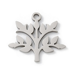 Нержавеющая Сталь Цвет 201 подвески из нержавеющей стали, лазерная резка, очарование дерева, анти-тускнение, цвет нержавеющей стали, 15.5x14.5x1 мм, отверстие : 1.4 мм