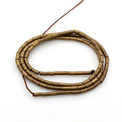 (252) Цвет внутри: морской / фиолетовый на подкладке Гальванизировать обмороженные немагнитных синтетический гематит бисер пряди, колонка, античная бронза покрытие, 4x2 мм, отверстие : 0.8~0.9 мм, около 98 шт / нитка, 15.75'' (40 см)