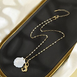 Креветка Летние пляжные ожерелья из натуральных ракушек и нержавеющей стали для женщин, реальный 304 k позолоченный, креветка, 18 дюйм (15.24 см), креветки: 38.7мм