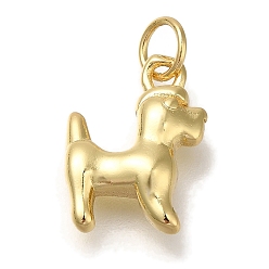 Настоящее золото 18K Стойки обшивки латунные подвески, без кадмия и без свинца, долговечный, собака прелести, реальный 18 k позолоченный, 14x10x4 мм, отверстие : 3.5 мм