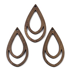 Кокосово-Коричневый Подвески из орехового дерева, слеза, кокосового коричневый, 49x26.5x2.5 мм, отверстие : 2 мм