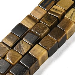 Тигровый глаз Природных тигровый глаз бисер нитей, кубические, 6~6.5x6~6.5x6~6.5 мм, отверстие : 1.2 мм, около 63~64 шт / нитка, 15''~15.16'' (38.1~38.5 см)