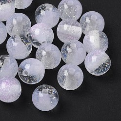 Прозрачный Двухцветные бусины из смолы, круглые, с блеском порошок, прозрачные, 8 мм, отверстие : 1.8 мм