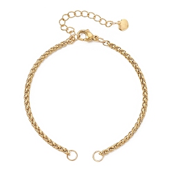 Золотой 304 изготовление браслетов цепочек из нержавеющей стали пшеницы, золотые, 6-3/8 дюйм (16.3 см)