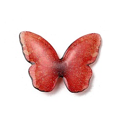 Красный Эпоксидная смола кабошоны, бабочка, с магнитом и блестящей пудрой, красные, 30x40x6 мм