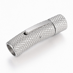 Stainless Steel Color Tarnish Resistant 201 Stainless Steel Bayonet Clasps, Tube, Stainless Steel Color, 30.5x8x9mm, Hole: 6mm