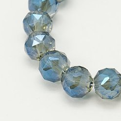 Стально-синий Стеклянные бусины с гальваническим покрытием , с полным покрытием цвета радуги, граненые, круглые, стальной синий, 8 мм, отверстие : 1 мм