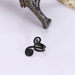 Черный Железные серьги-манжеты, водоворот, чёрные, 17 мм