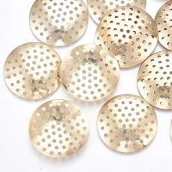 Light Gold Железный палец кольцо / выводы сито брошь, перфорированные настроек диска, без никеля , золотой свет, 24.5x2.5 мм, отверстие : 1.2 мм