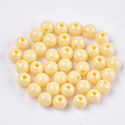 Персиковый Слойка Непрозрачные пластиковые бусины, круглые, розовые, 6x5.5 мм, Отверстие : 1.8 мм , около 4790 шт / 500 г