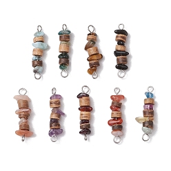 Нержавеющая Сталь Цвет 9 шт. 9 стили натуральные смешанные каменные крошки и натуральные кокосовые диски с бусинами-соединителями, с 304 петлями из нержавеющей стали, цвет нержавеющей стали, 28~29x5.5~10x5.5 мм, отверстие : 1.8~3 мм, 1 шт / стиль