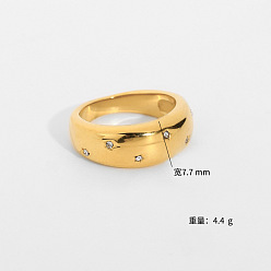 Прозрачный Звезда 304 кольца из нержавеющей стали с микропаве из кубического циркония, золотые, прозрачные, размер США 8 (18.1 мм)