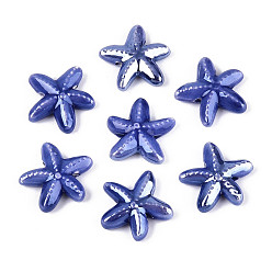 Розовато-лиловый Фарфоровые бусины ручной работы, морская звезда, яркие глазированный фарфор, розовато-лиловый, 17~17.5x17~17.5x5~5.5 мм, отверстие : 1.6~2 мм