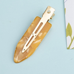 (932FM) Темно-синий аква-матовый с подкладкой Заколки из кожи аллигатора из ацетата целлюлозы, аксессуары для волос для женщин и девочек, темно-золотистые, 67x19 мм