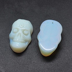Опал Opalite подвески, череп, 33~34x20~31x12 мм, отверстие : 1.2 мм