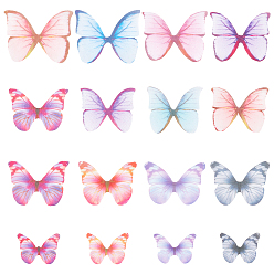 Mixed Color 160Pcs 16 Style Polyester Fabric Wings Crafts Decoration, for DIY Jewelry Crafts Earring Necklace Hair Clip Decoration, Butterfly Wing, Mixed Color, 24~33x30~46mm, 10pcs/style