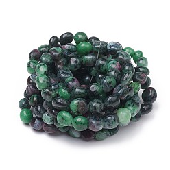 Ruby in Zoisite Natural Ruby in Zoisite Stretch Beaded Bracelets, Tumbled Stone, Nuggets, 1-7/8 inch~2-1/8 inch(4.8~5.5cm), Beads: 6~15x6~11x3~11mm