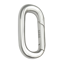 Серебро 1pc 925 Кольца с пружинным затвором из стерлингового серебра, овальные, серебряные, 14x10x2.5 мм