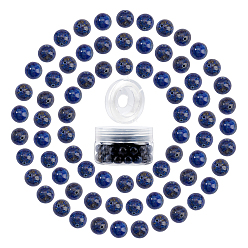 Lapis Lazuli DIY Stretch Bracelets Making Kits, include Dyed Natural Lapis Lazuli Round Beads, Elastic Crystal Thread, Beads: 10~10.5mm, Hole: 1~1.2mm, 100pcs