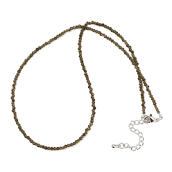 Обсидиан Ожерелья из натурального золотистого блеска, с латунными карабин-лобстерами , граненый круглый бисер, 15.75 дюйм ~ 16.14 дюйм (40~41 см) x 2 мм