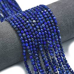 Ляпис-Лазурь Нити натуральных бусин, окрашенных в лазурит, энергетическая призматическая огранка с двойными концами бусины, граненые двухконусные, 4x4.5 мм, отверстие : 0.4 мм, около 83 шт / нитка, 14.96 дюйм (38 см)