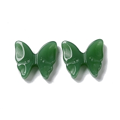 Vert Foncé Cabochons en verre, papillon, vert foncé, 16x17.5x4mm