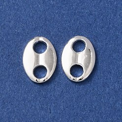 Серебро Латунные соединители прелести, овальные звенья кофейного зерна, долговечный, стойки покрытие, серебряные, 11.5x8x1.5 мм, отверстие : 2.5 мм
