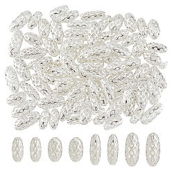 Посеребрённый 80 шт 4 стили латунные бусины, долговечный, выдолбить, рис, 925 серебро покрытием, 8~11x4~5 мм, отверстие : 1.4~1.5 мм, 20 шт / стиль