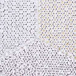 (52) Непрозрачная лаванда 1080 шт 3 цвета покрытия акриловых бусин, металла обвитые, cmешанные буквы, плоско-круглые, разноцветные, 7x4 мм, отверстие : 1.8 мм, о 360шт / цвет