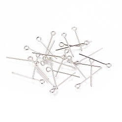 Платина Проушина из латуни без кадмия, никеля и свинца, с покрытием платиным, Размер: 2.0 cm в длину, толщиной 0.7 мм , отверстие : 2 мм, Около 9700 шт / 1000 г